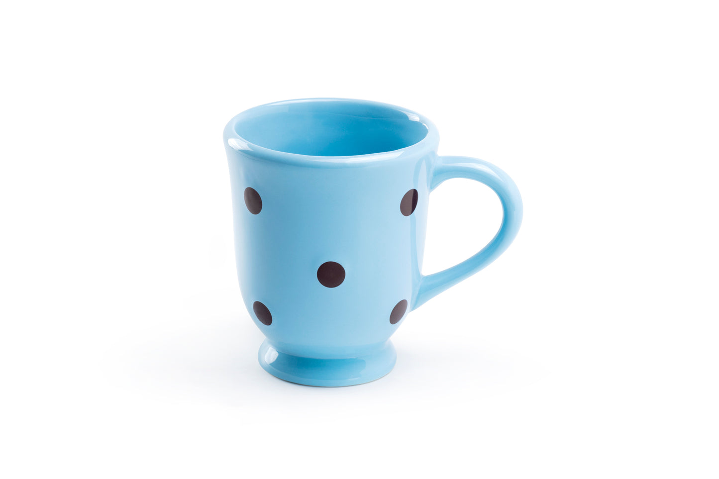 Terramoto Ceramic Polka Dots Mug - Brown on Blue