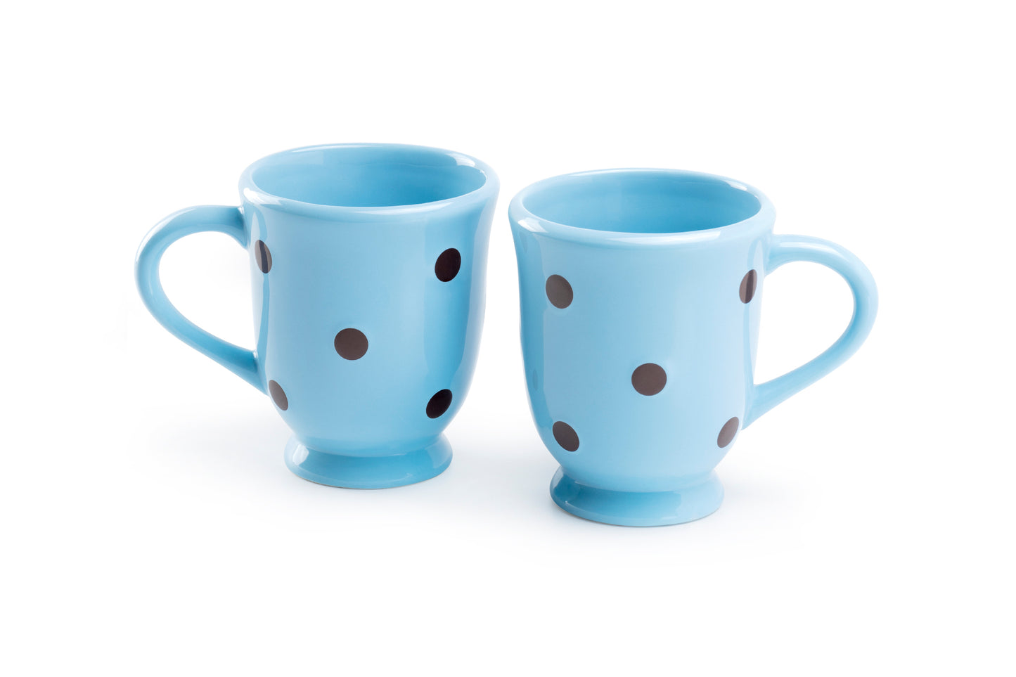 Terramoto Polka Dots Mug - Brown on Blue