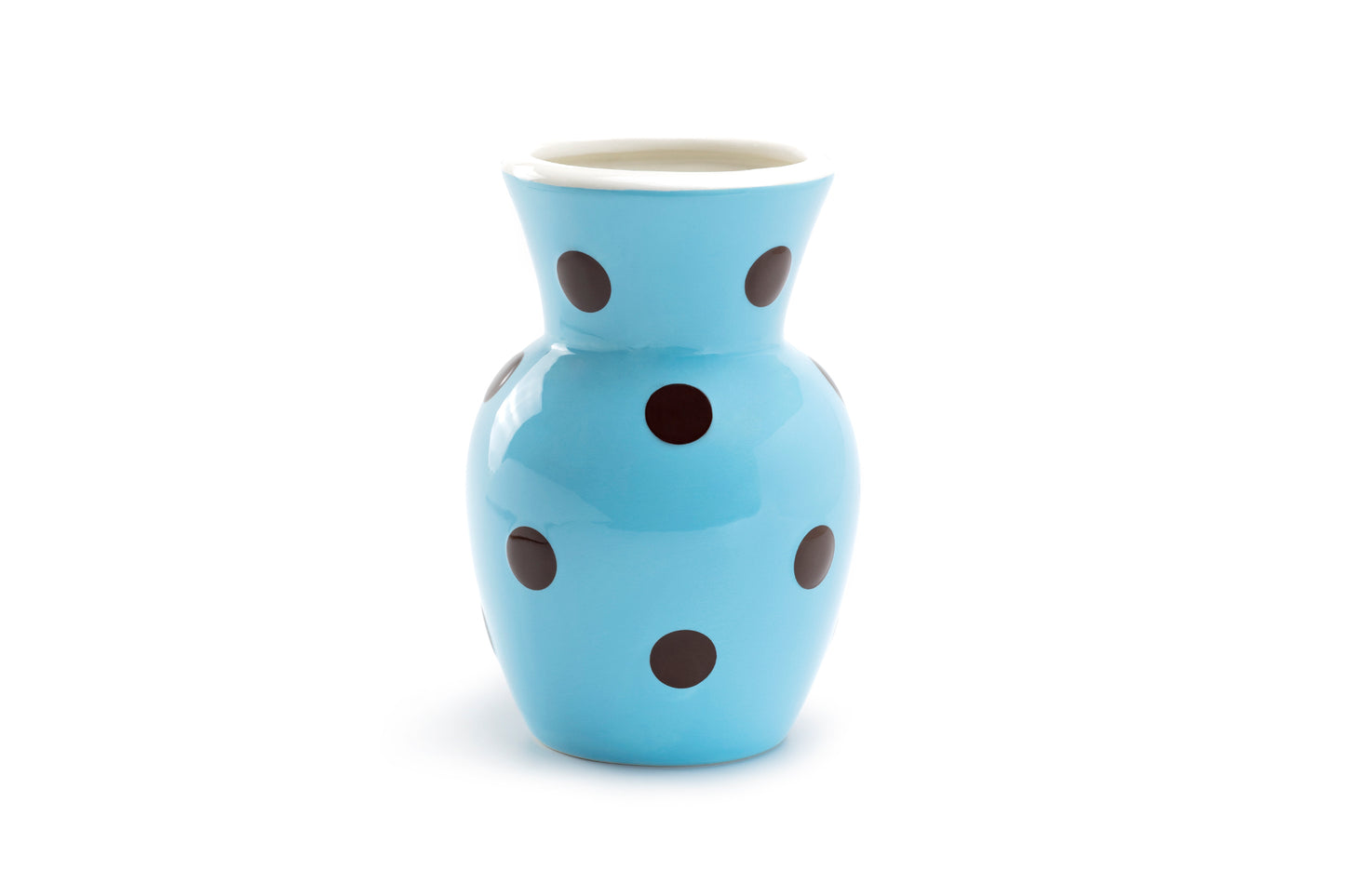 Terramoto Ceramic Polka Dots Vase - Brown on Blue
