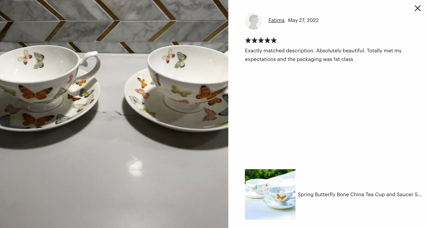 Spring Butterfly Bone China Tea Cup and Saucer
