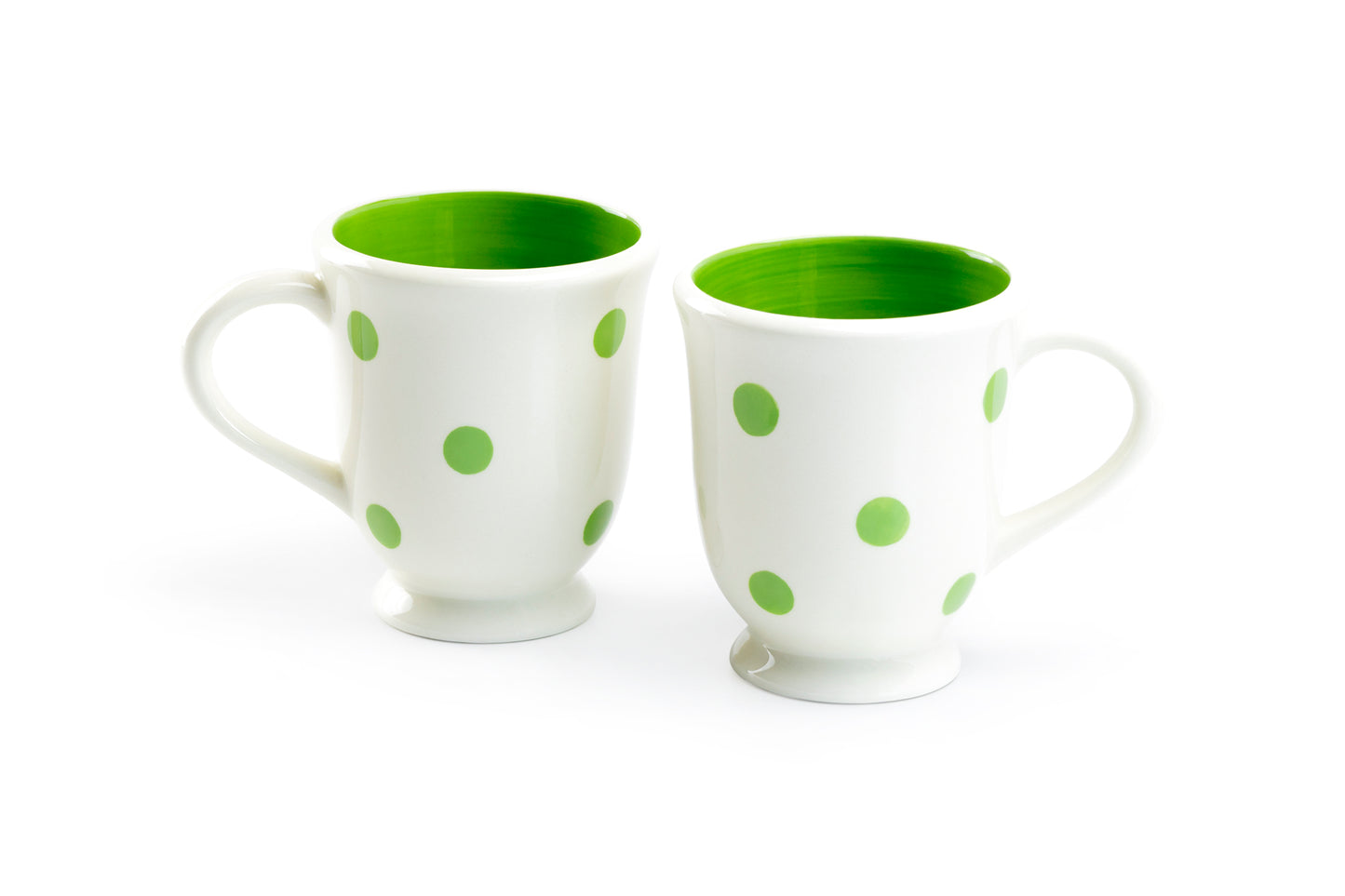 Terramoto Ceramic Polka Dots Mug - Apple Green on White