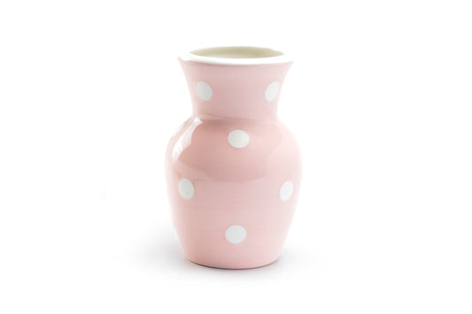 Terramoto Ceramic Polka Dots Vase - White on Pink