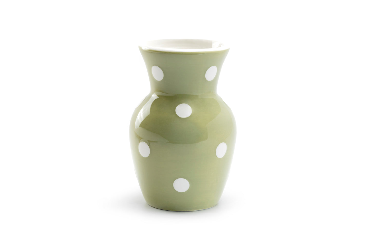 Terramoto Ceramic Polka Dots Vase - White on Sage