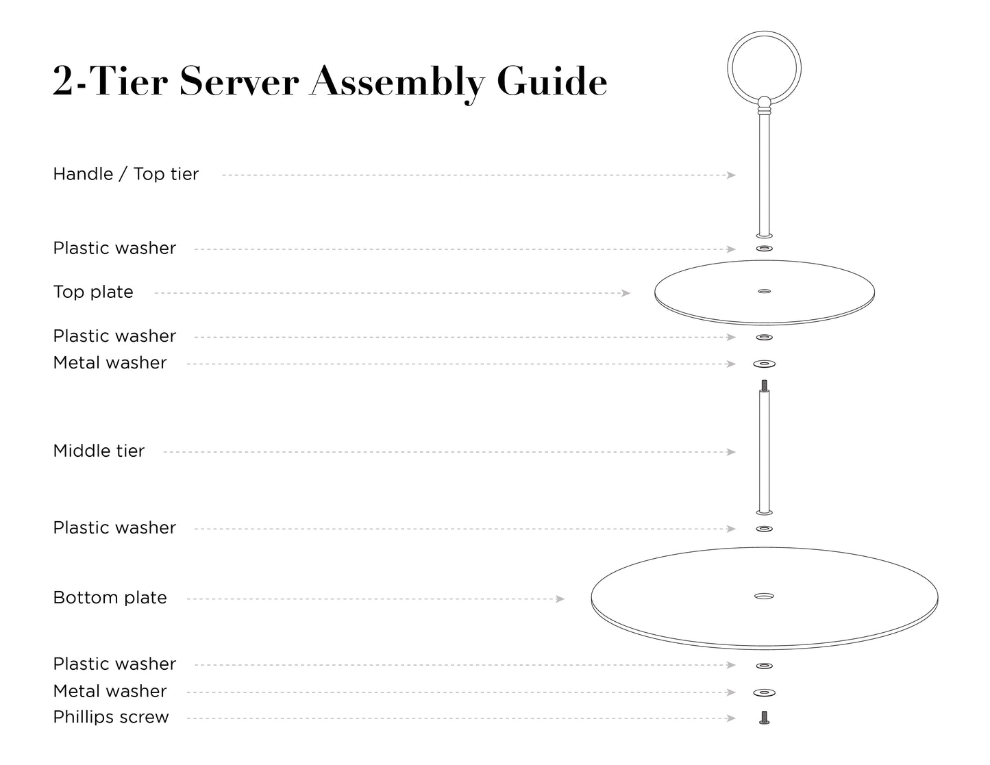 Dark Grey Stripes with Gold Dots Scallop Fine Porcelain 2-Tier Server