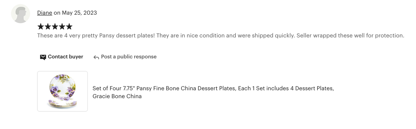 7.75" Pansy Bone China Dessert Plate