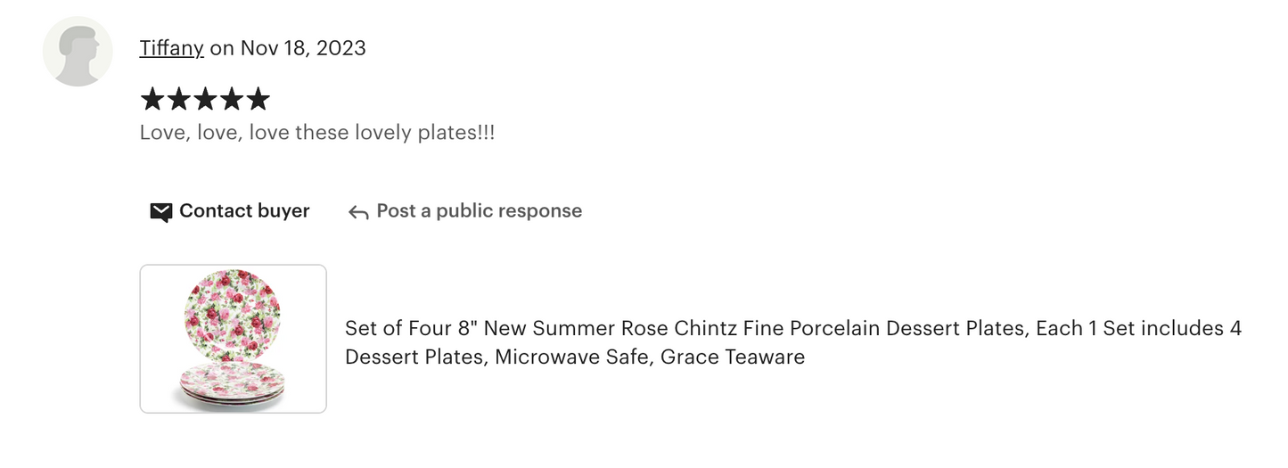 8" Summer Rose Chintz Fine Porcelain Dessert Plate - New Edition