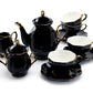 Grace Teaware Black Gold Scallop Fine Porcelain Tea Set