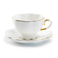 Grace Teaware White Gold Scallop Fine Porcelain Tea Cup and Saucer