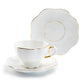 Grace Teaware White Gold Scallop Fine Porcelain Tea Cup and Saucer Set