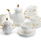 Grace Teaware White Gold Scallop Fine Porcelain 11-Piece Tea Set