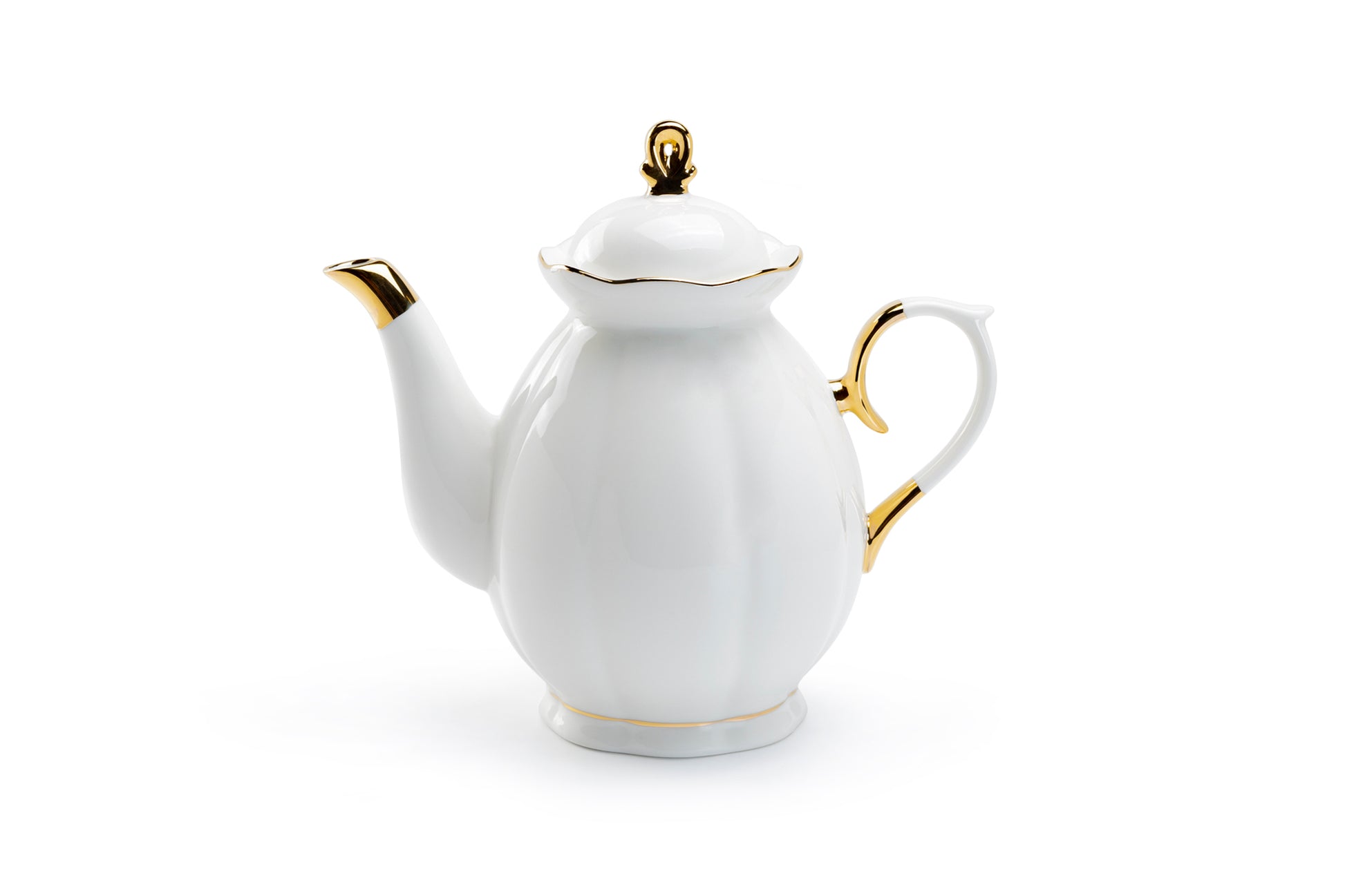 Grace Teaware White Gold Scallop Fine Porcelain Teapot