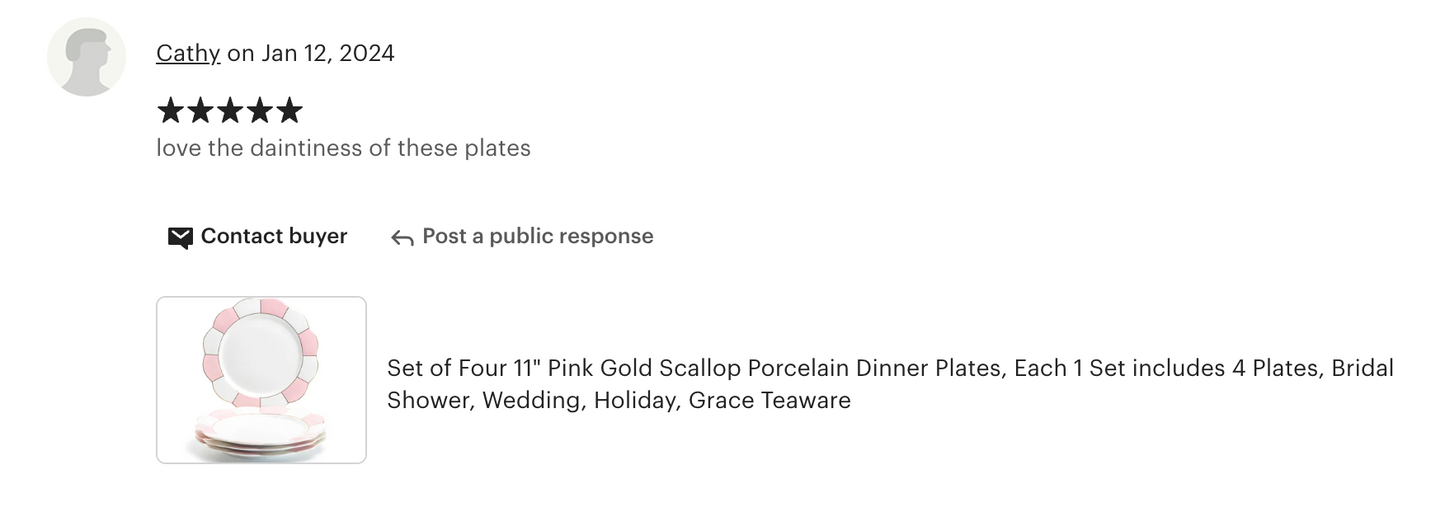 Pink Gold Scallop Fine Porcelain Dessert / Dinner Plate