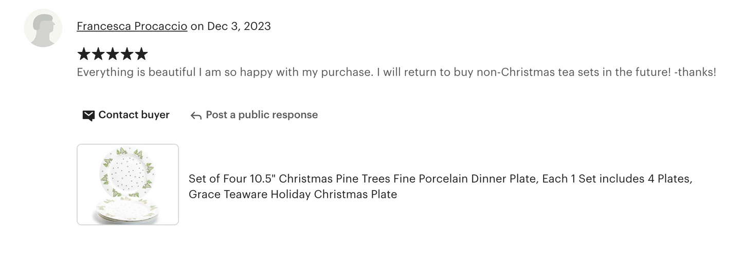 10.5" Christmas Pine Trees Fine Porcelain Dinner Plate