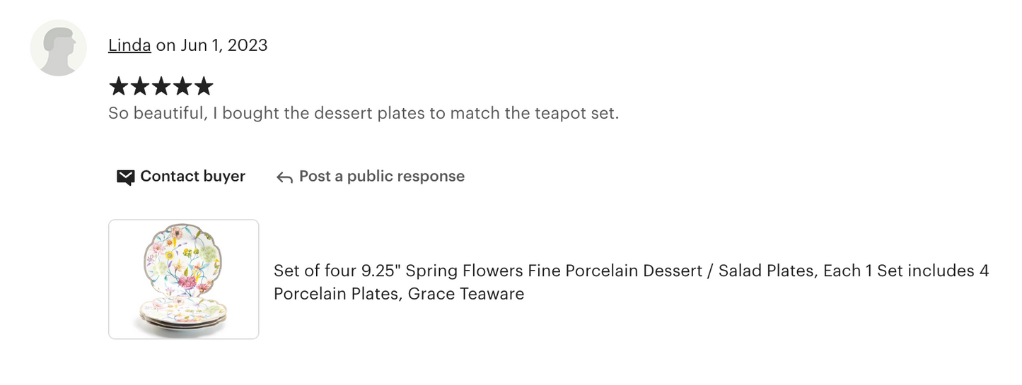 Spring Flowers Fine Porcelain Dessert / Dinner Plate