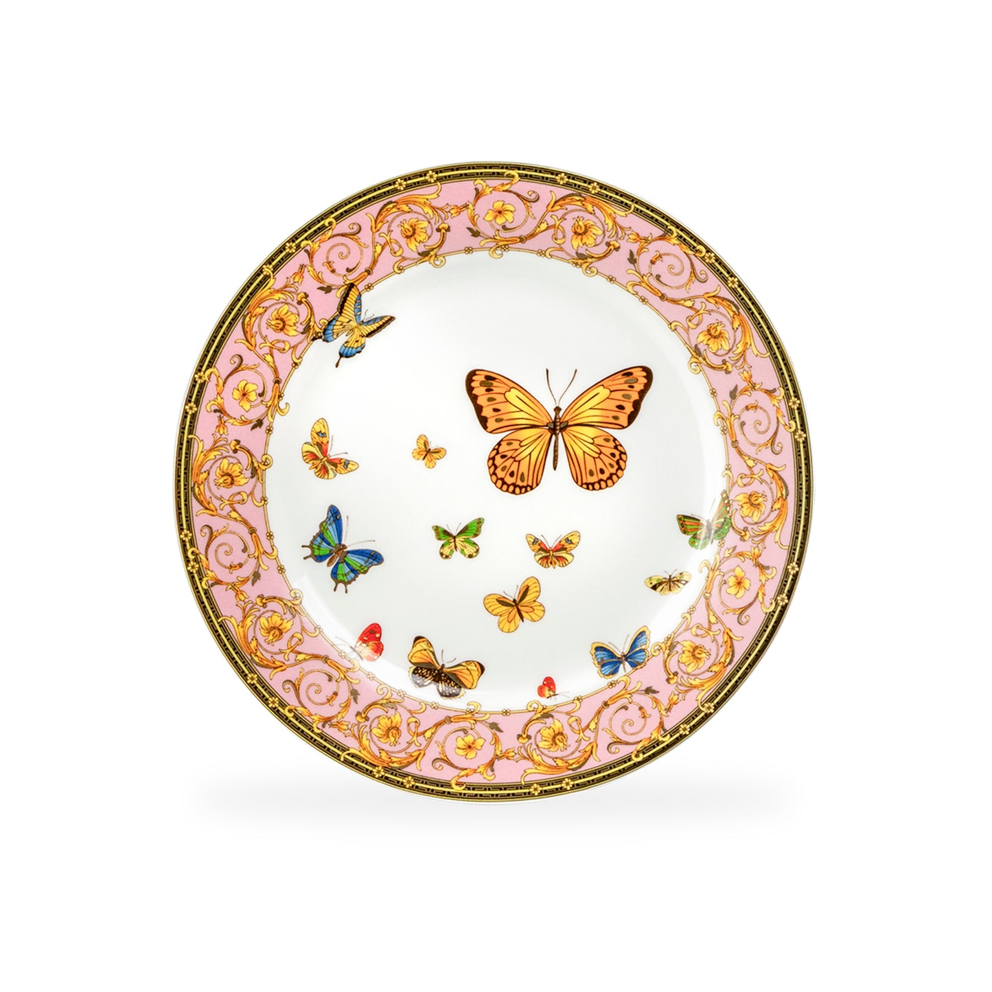 Butterflies with Pink Ornament Fine Porcelain Dessert/Dinner Plate