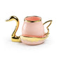 Golden Swan Pink Fine Porcelain Tea Cup and Saucer