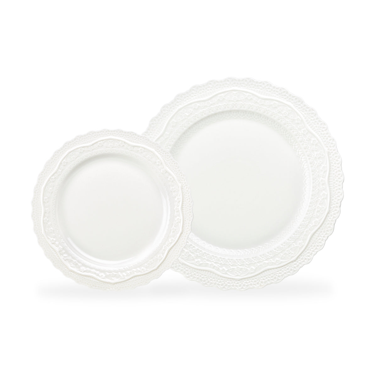 White Lace Embossed Fine Porcelain Dessert/Dinner Plate