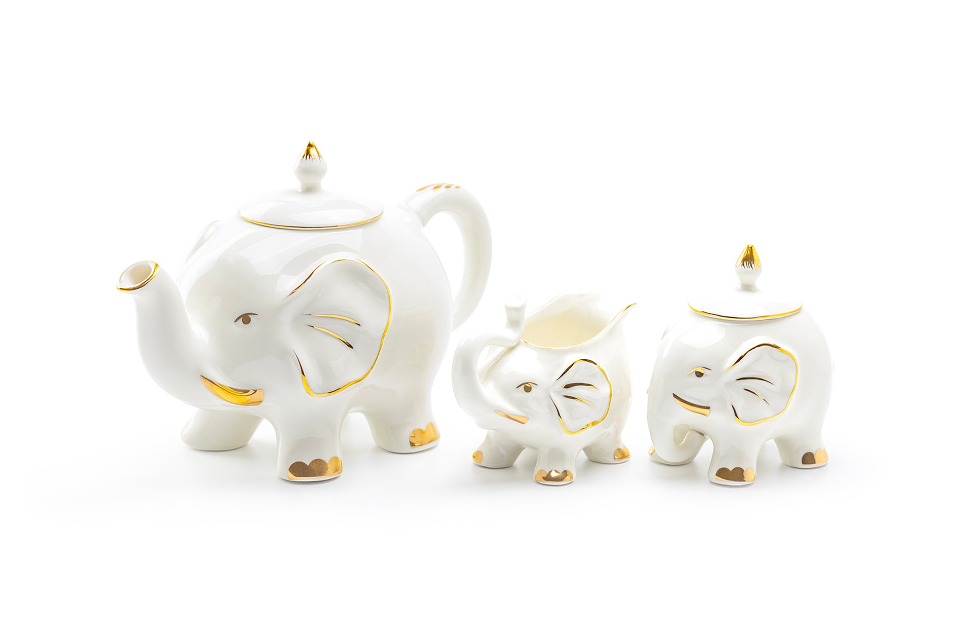 Grace Teaware White Gold Elephant Fine Porcelain Tea Set