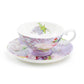 Stechcol Gracie Bone China Peony Purple Bone China Cup and Saucer