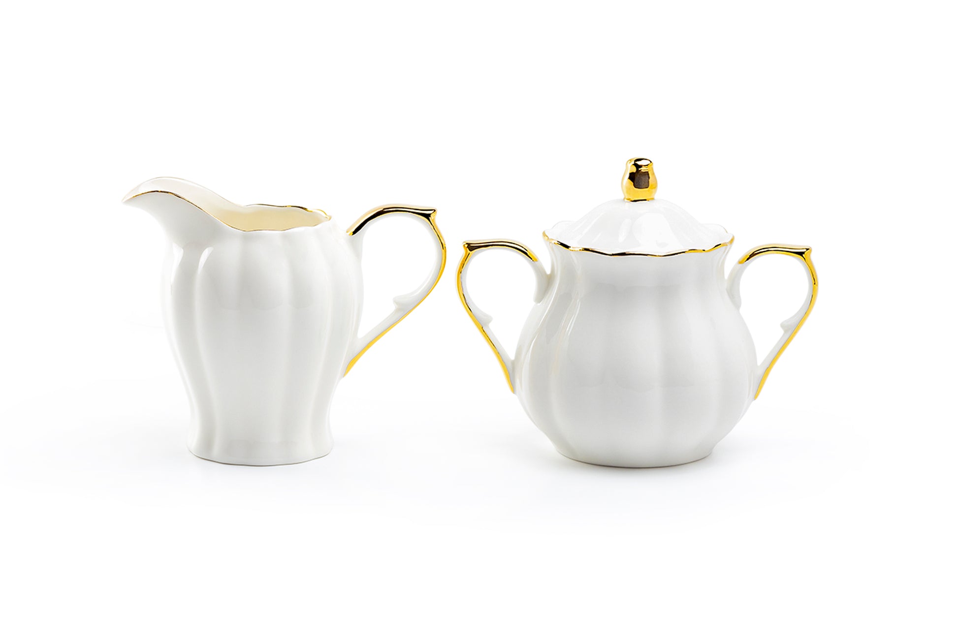 Grace Teaware White Gold Scallop Fine Porcelain Sugar & Creamer Set