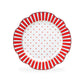 Red Josephine Stripes and Dots Fine Porcelain Dessert / Dinner Plate