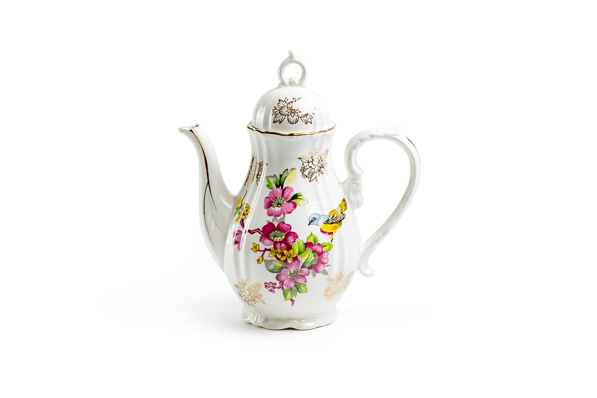 Grace Teaware Spring Flowers with Bird Fine Porcelain Children's Teapot