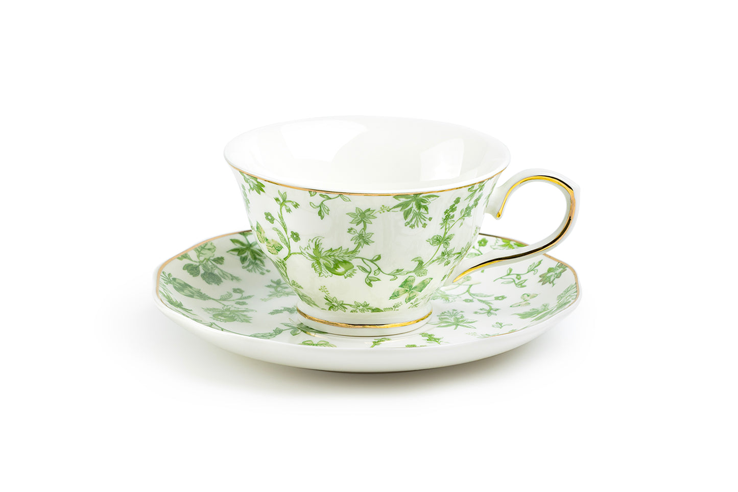 Greeny Garden Fine Porcelain Tea Cup and Saucer