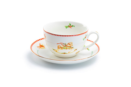 Grace Teaware Christmas Rocking Horse Fine Porcelain Tea Cup and Saucer