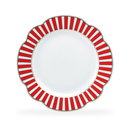Red Josephine Stripes and Dots Fine Porcelain Dessert/Dinner Plate