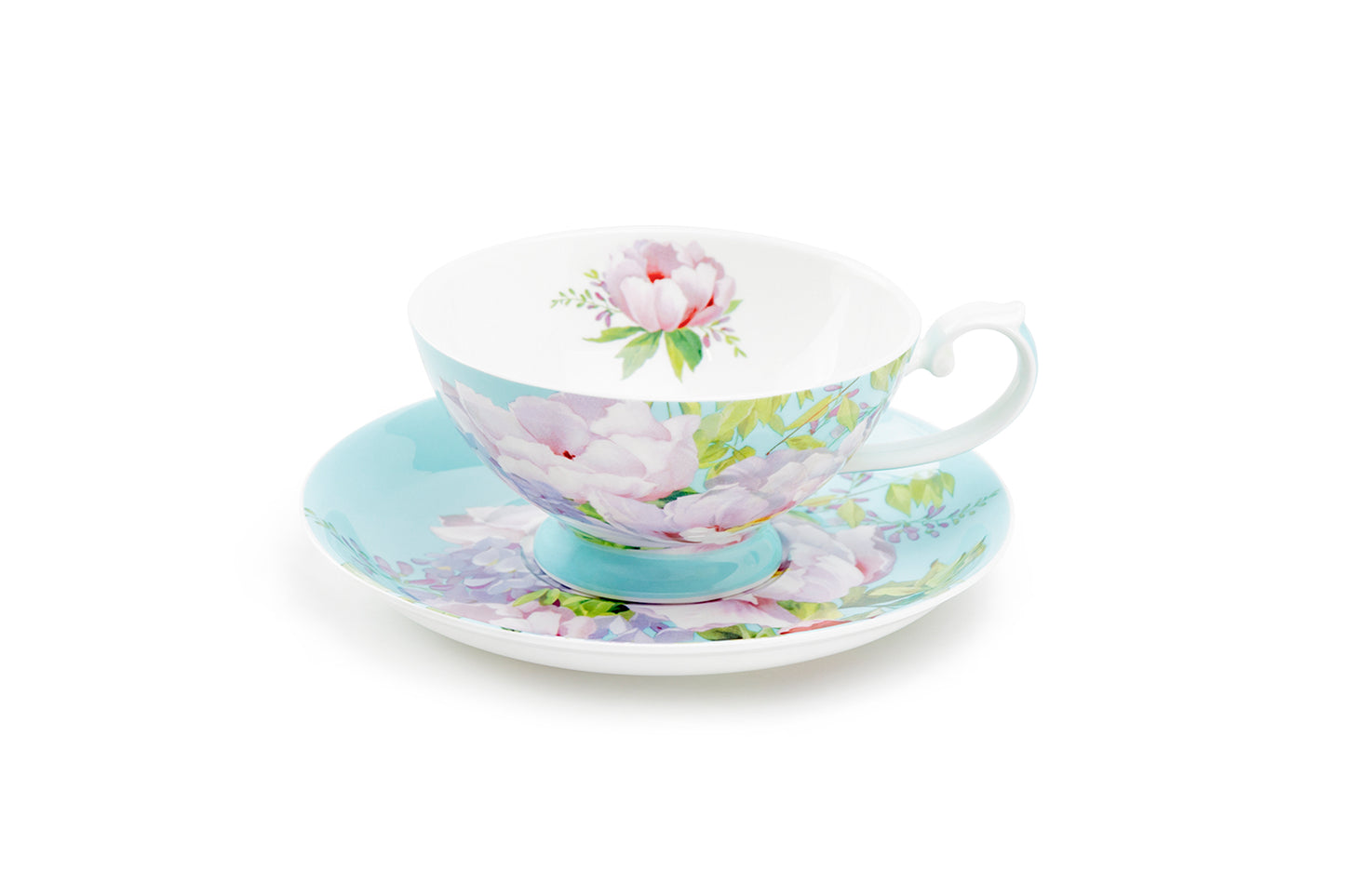 Stechcol Gracie Bone China Peony Blue Bone China Cup and Saucer