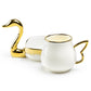 Golden Swan White Fine Porcelain Tea Cup and Saucer