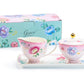 Grace Teaware Gift Boxed Pink Floral Garden Fine Porcelain Sugar Creamer & Serving Tray Set