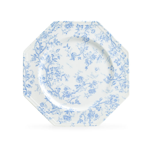 10" Blue Rose Fine Porcelain Octagonal Plate