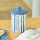 Blue & White Stripes Canister with Lid – 2.5qt