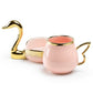 Golden Swan Pink Fine Porcelain Tea Cup and Saucer