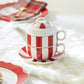 Red Carousel Stripes Fine Porcelain Tea For One Set