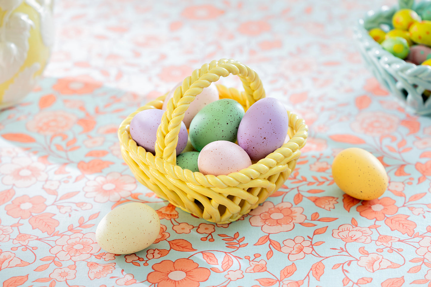 Hand Woven Easter Small Basket - Yellow