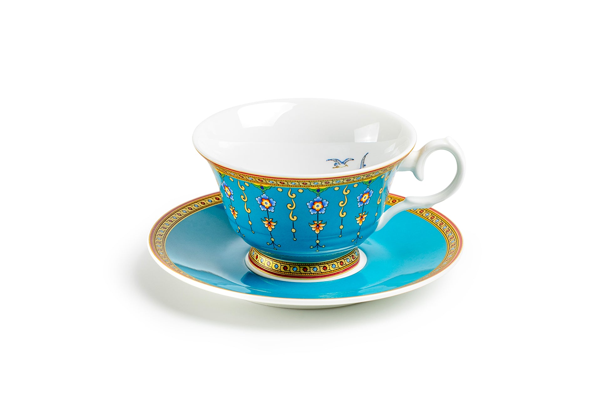 Gracie Bone China Royal Turquoise Voyage Bone China Tea Cup and Saucer