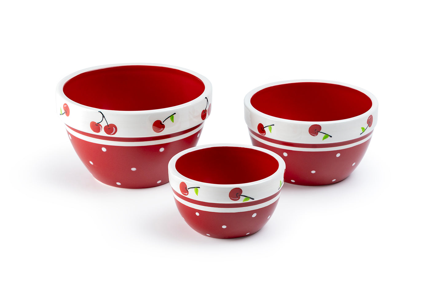 Red Cherry 3-Piece Bowl Set