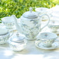 Gracie Bone China Lotus Garden Bone China Tea Set, Teapot Cup and Saucer, Sugar and Creamer