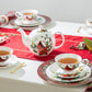 Stechcol Gracie Bone China Cardinal Poinsettia Holiday Christmas Tea Set