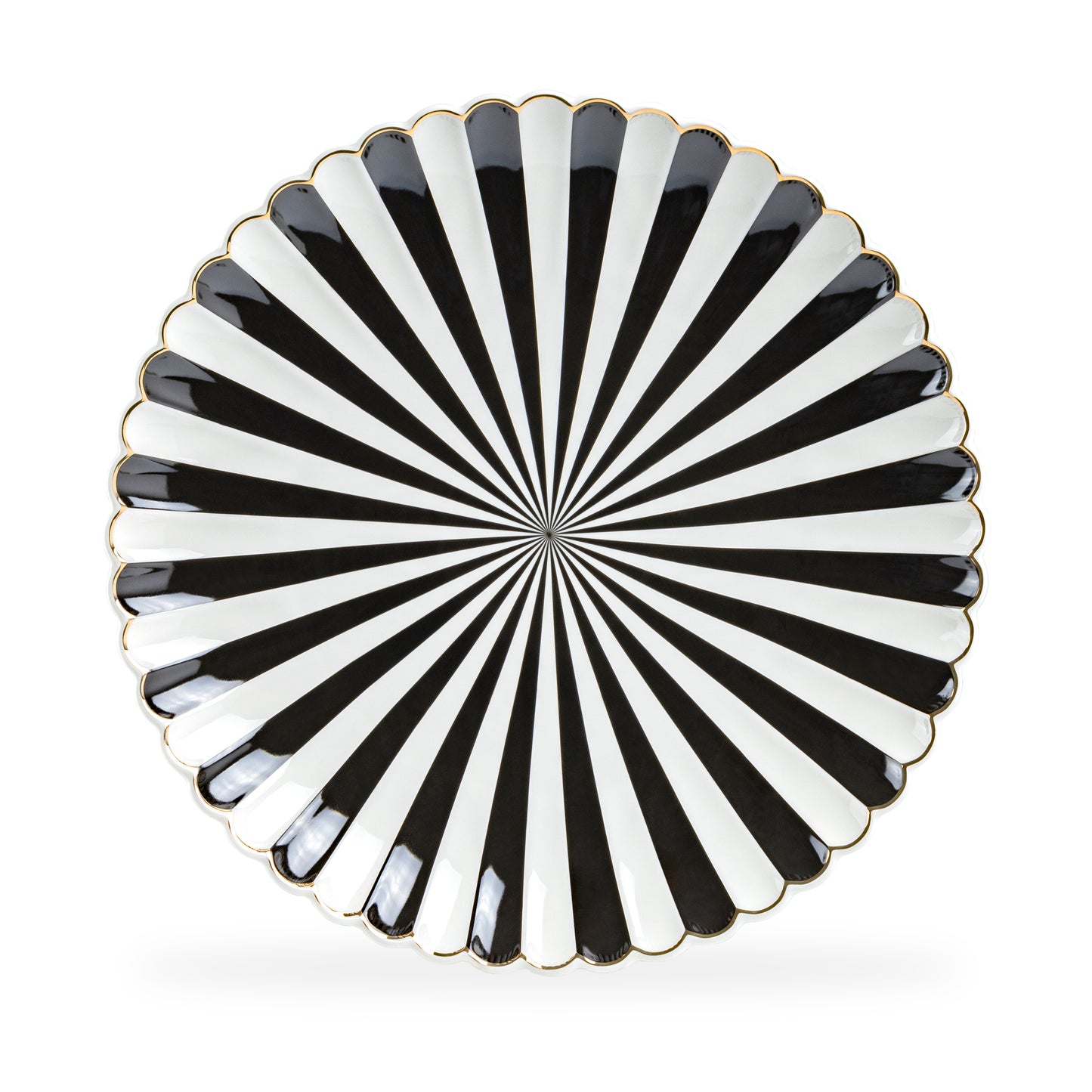 Beetlejuice Black and White Scallop Fine Porcelain 12.5" Charger Plate