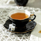 Black Gold Scallop Fine Porcelain Tea Cup and Saucer