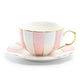 Grace Teaware Pink and White Scallop Fine Porcelain Tea Cup and Saucer