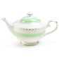 Mint Green Stripe with Gold Dots Fine Porcelain Teapot