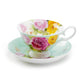 Stechcol Gracie Bone China Rose Bouquet Mint Tea Cup and Saucer