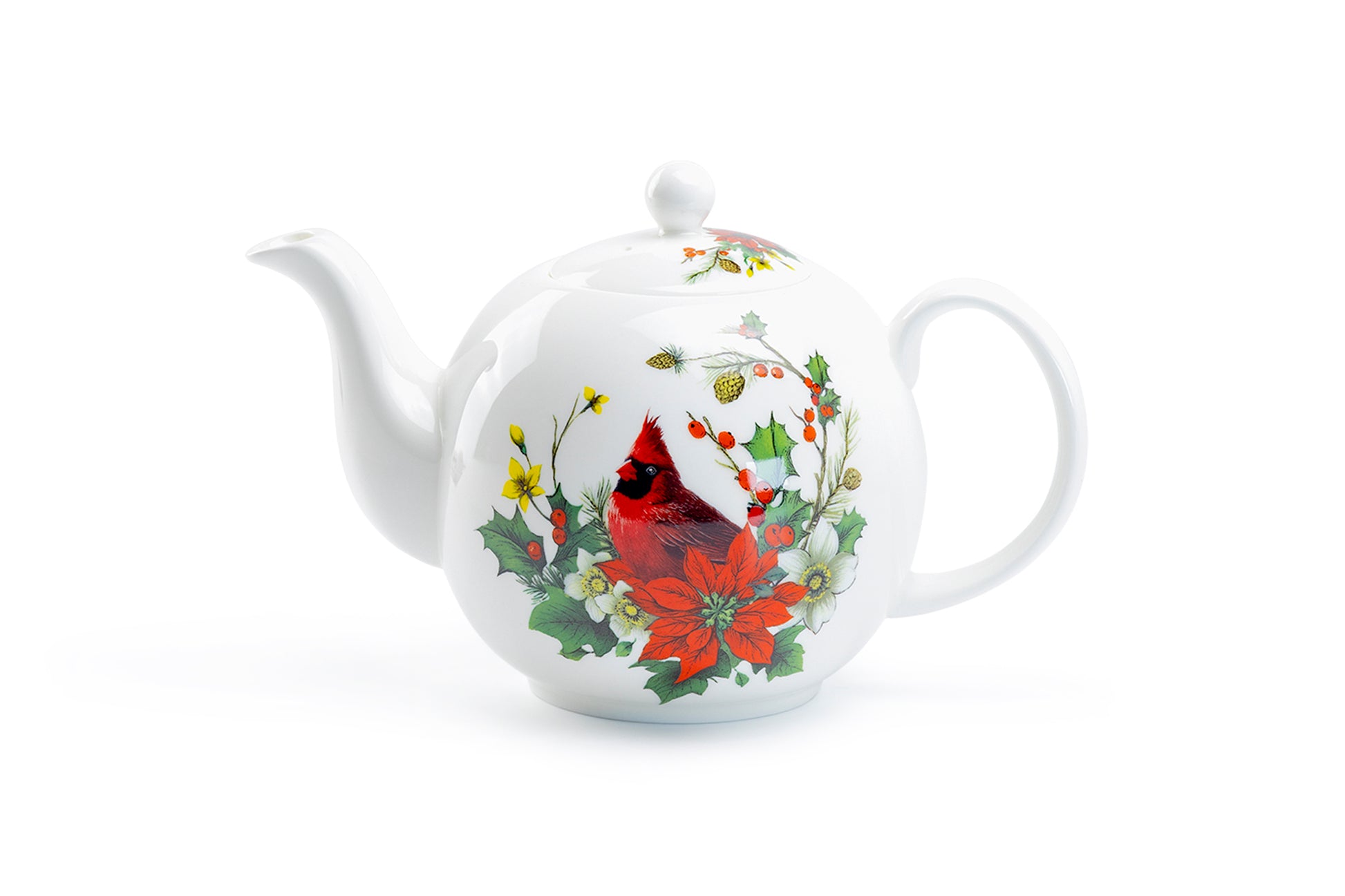 Gracie Bone China Cardinal Poinsettia Bone China Teapot