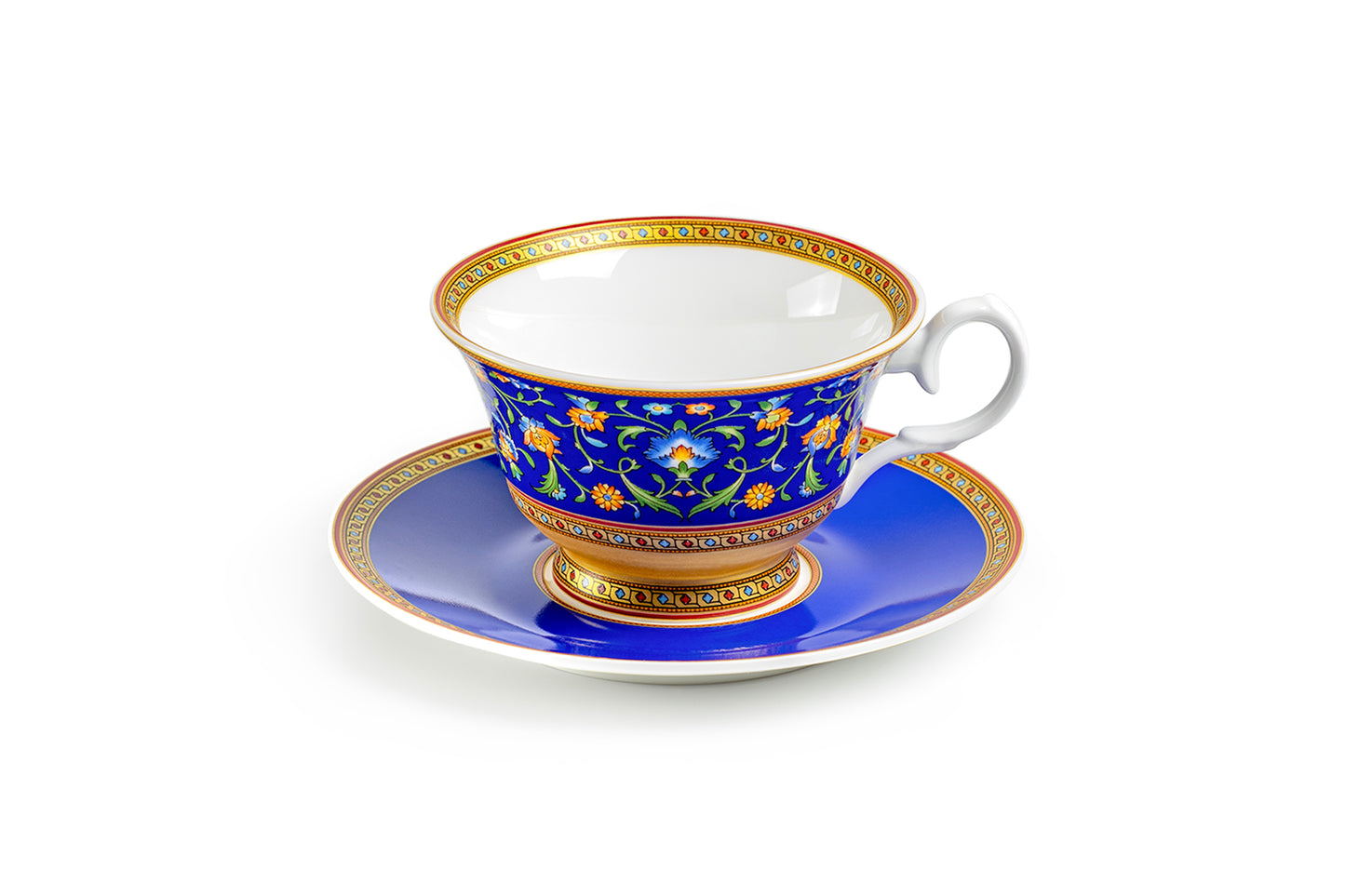 Gracie Bone China Royal Blue Floral Bone China Tea Cup and Saucer