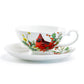 Stechcol Gracie Bone China Cardinal Poinsettia Bone China Cup and Saucer