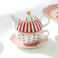 Red Josephine Stripes and Dots Fine Porcelain Tea For One Set